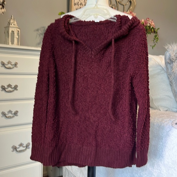 Chunky Oversized Popcorn Sweater Wine Hoodie - Picture 4 of 13